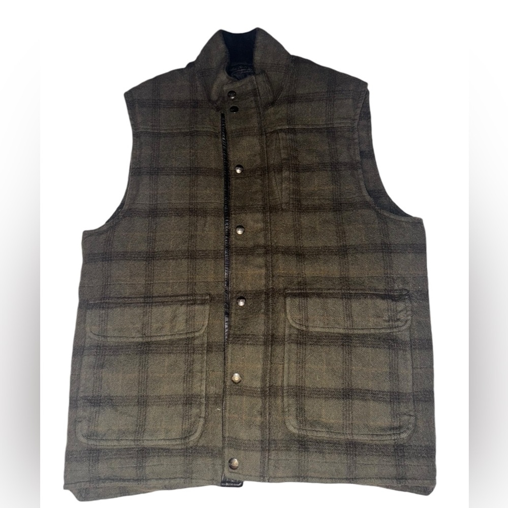 KUNA Plaid Wool Vest with Quilted Lining - Medium